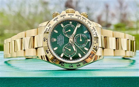 rolex daytona green and gold|Rolex daytona green dial price.